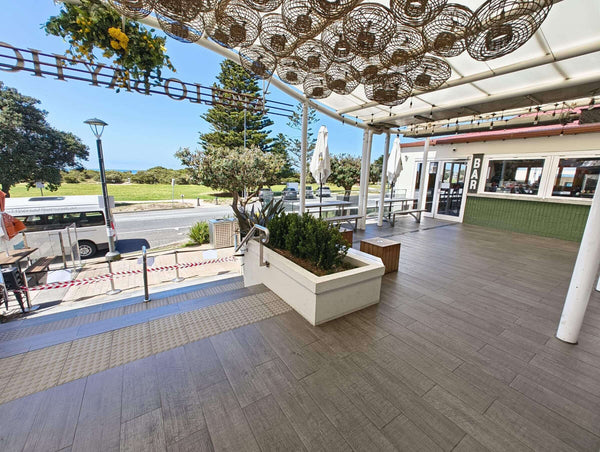 Easy to Maintain Slip-Resistant Tiles for Apollo Bay Hotel exterior area with non-slip floor coating for safety.