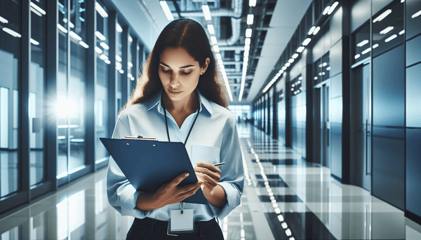 Your Floor Failed a Slip Test — Here's Exactly What to Do Next: Professional analyzing slip test results in a corridor