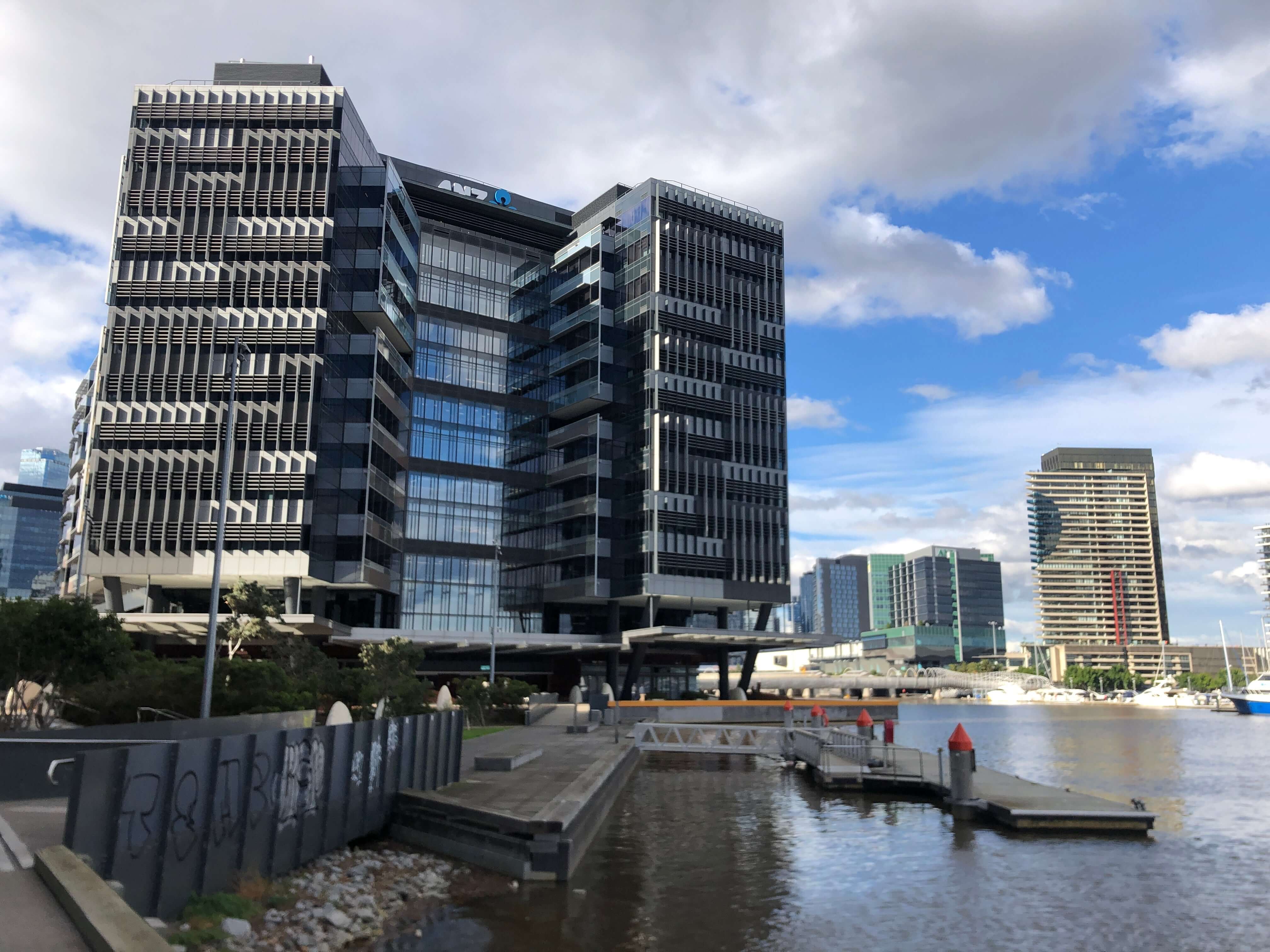 Anti Slip Flooring Melbourne: Stellmann Non-Slip at ANZ headquarters in a bustling commercial hub.