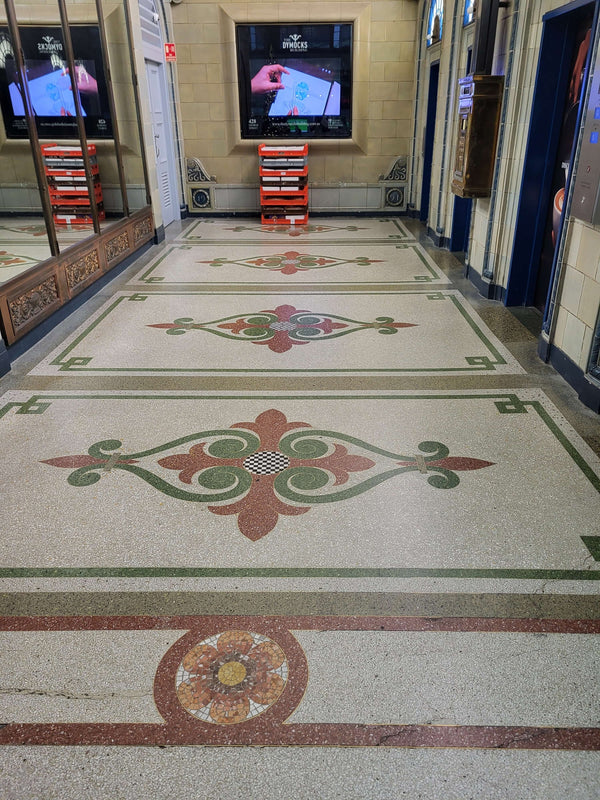 Dymocks Sydney – Heritage Building non-slip floor coating on ornate tiled surfaces for enhanced safety and aesthetics.