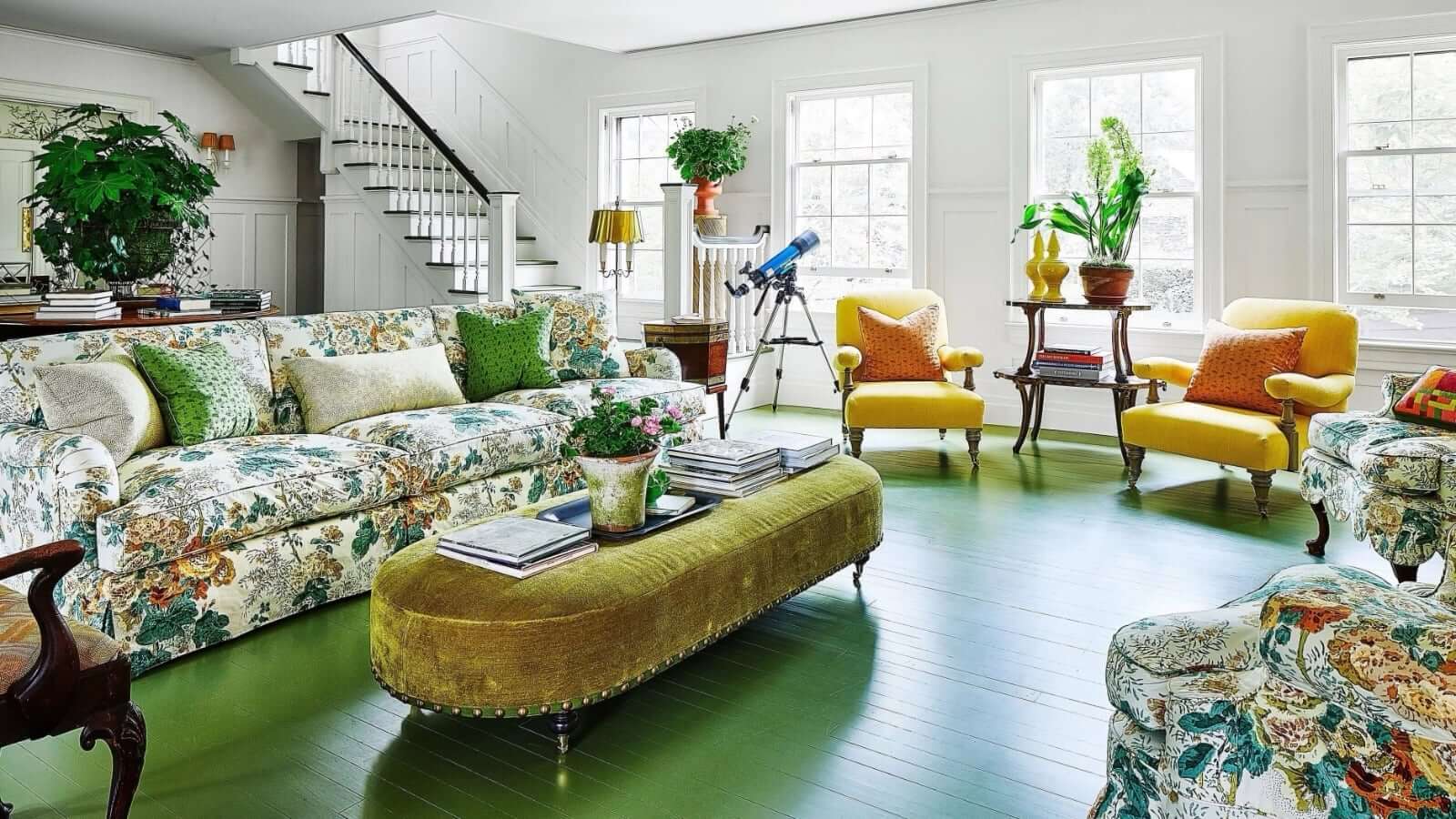 Can You Apply Anti-Slip Coating Over Painted Floors at Home? living room with colorful furniture and painted floor