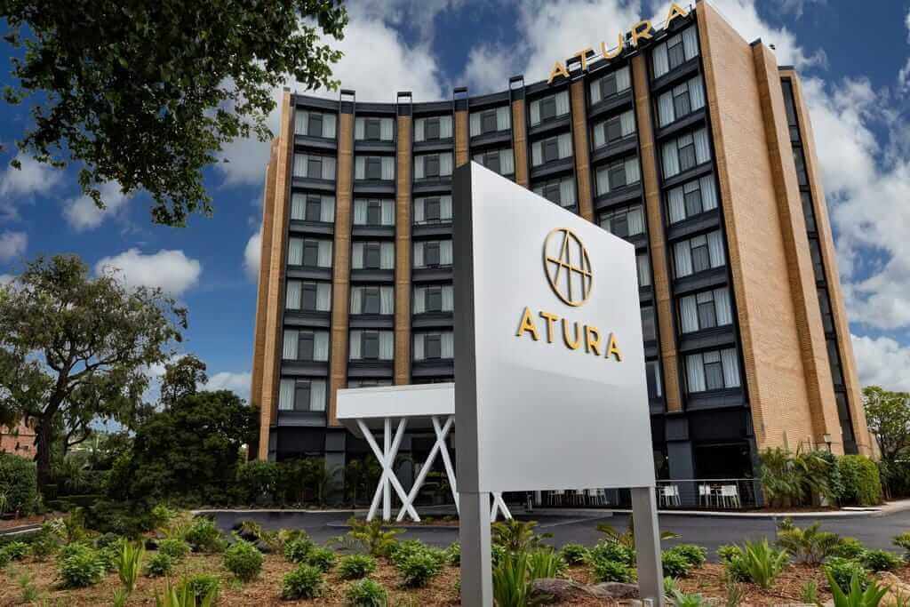 Stellmann Non-Slip prevents slips and falls in kitchen Atura Albury - hotel exterior and sign.