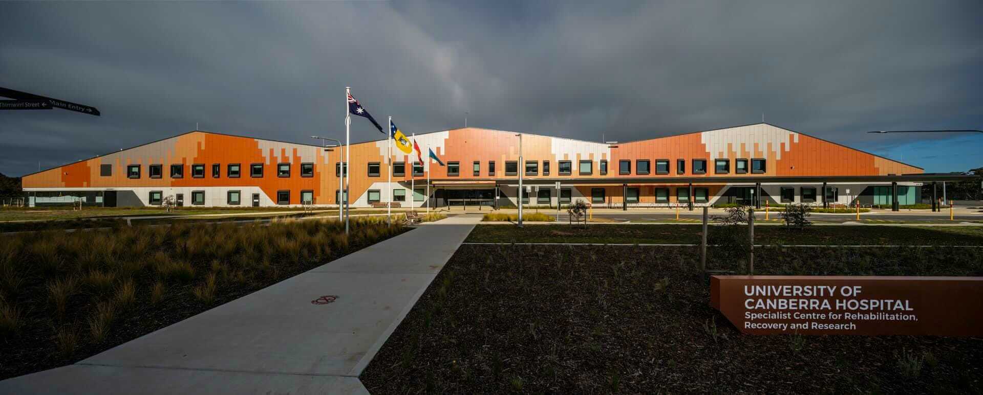 Slippery Tiles Solution: Stellmann’s Role in Reopening Canberra Hospital’s Hydrotherapy Facility, University of Canberra Hospital exterior.