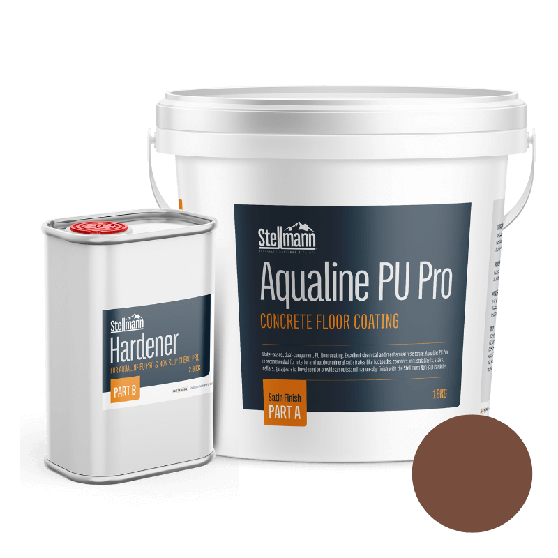 Signal Brown PU Floor Coating 12kg – RAL 8002 slip-resistant finish for natural-toned concrete flooring.