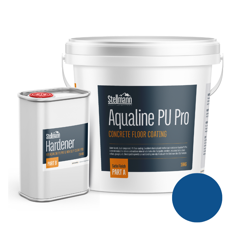 Aqualine PU Pro Traffic Blue 12kg – RAL 5017 non-slip coating for clear safety demarcation on floors.