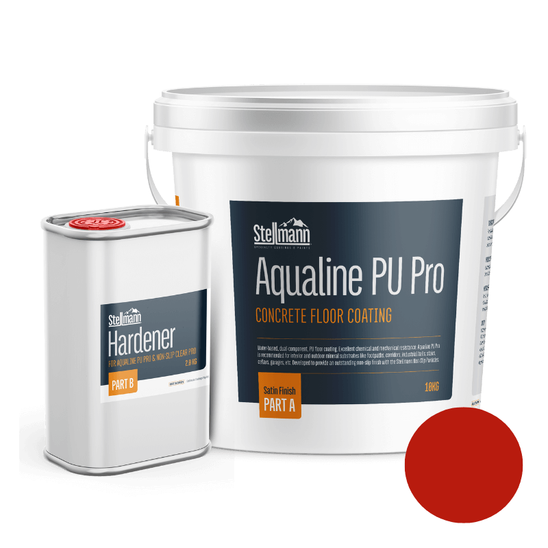 Aqualine PU Pro Red 12kg – RAL 3020 coloured anti-slip coating ideal for hazard zones and loading bays.