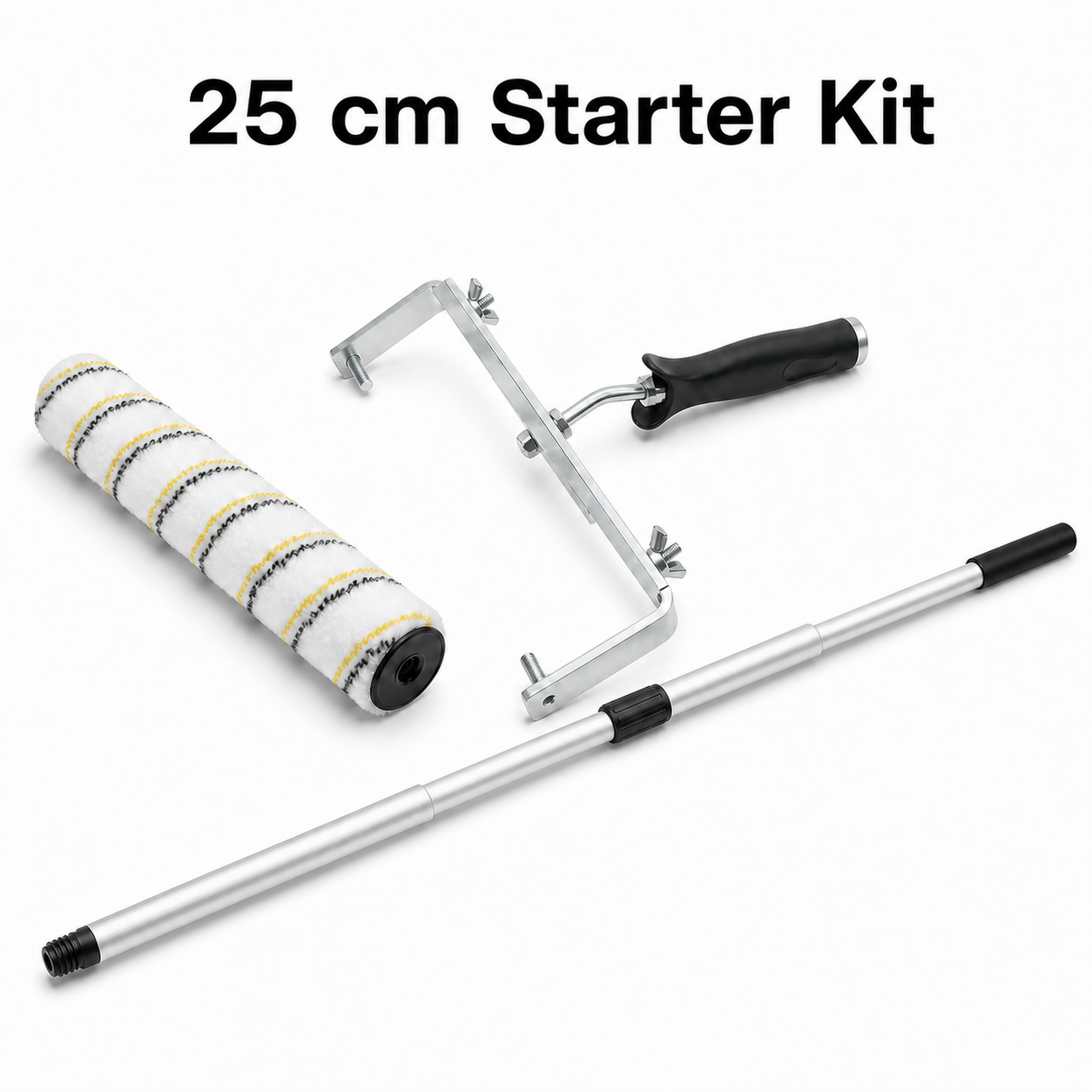 Stellmann PRO Roller Starter Kit 25cm: three roller sleeves, roller holder and extension pole for non-slip floor coatings