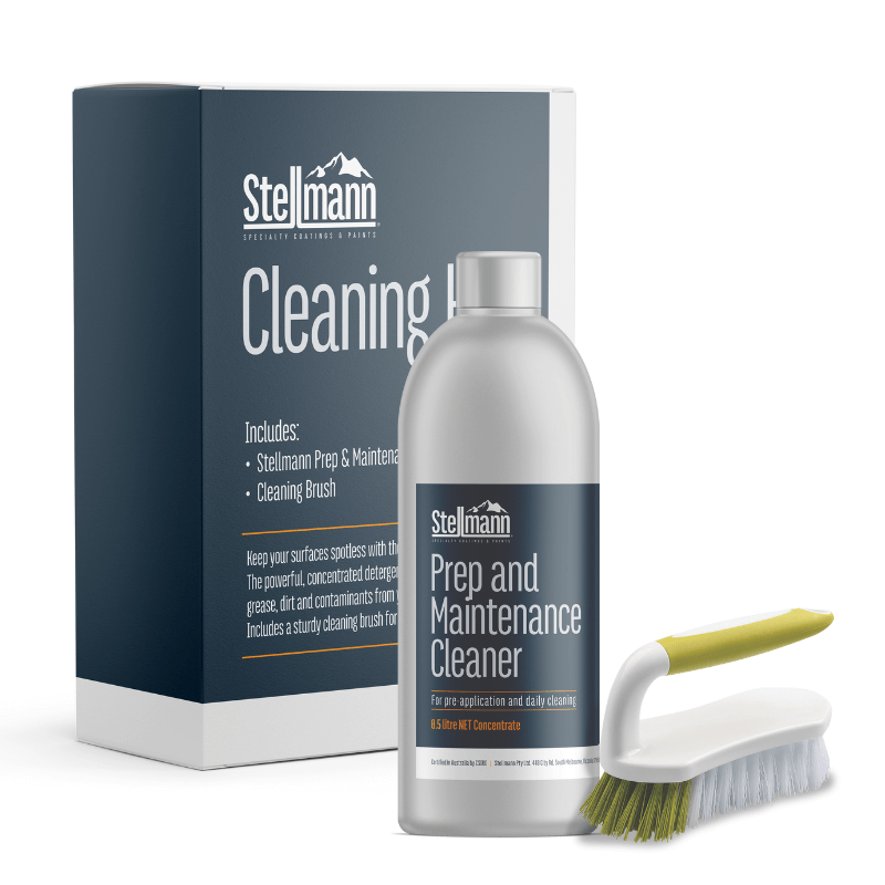 Stellmann Cleaning Kit – Surface Maintenance Set for Non-Slip Coatings with 500ml Cleaner & Scrub Brush | Prep for Reapplication & Deep Cleaning