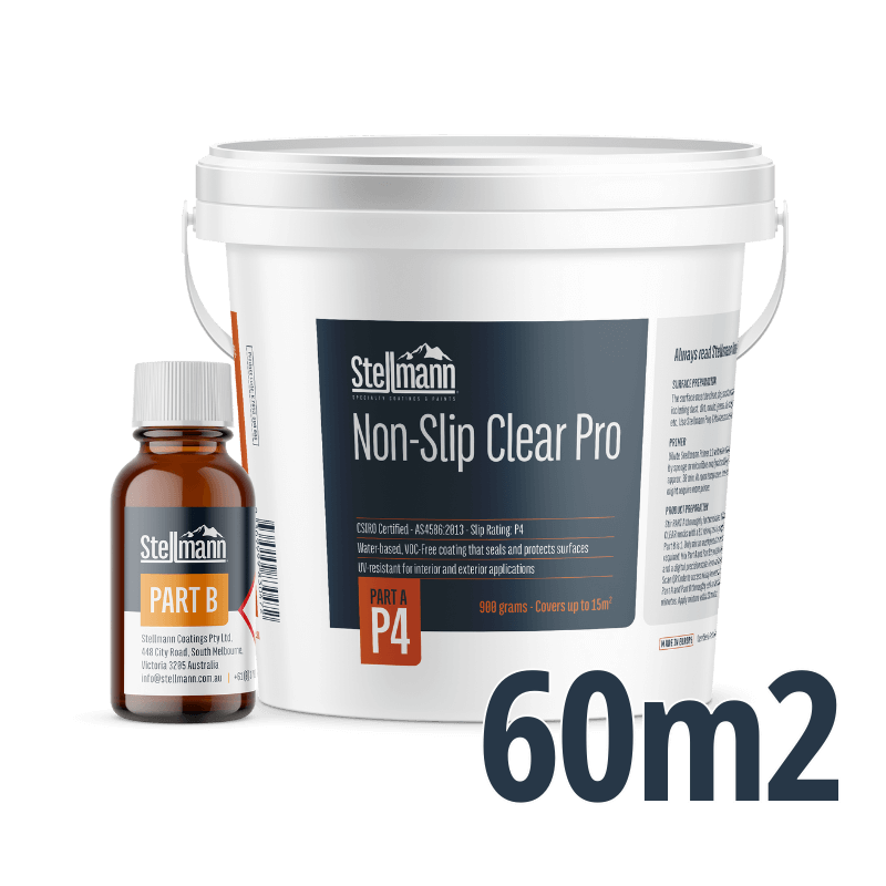 Stellmann P4 Non-Slip Coating PRO 60sqm – High-volume safety coating for hospitality and healthcare flooring.
