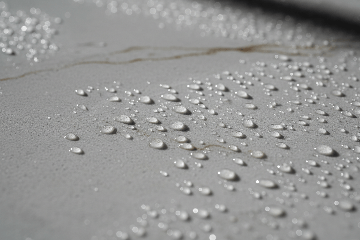 non-slip floor coating with water droplets on a tile surface showcasing durability and moisture resistance