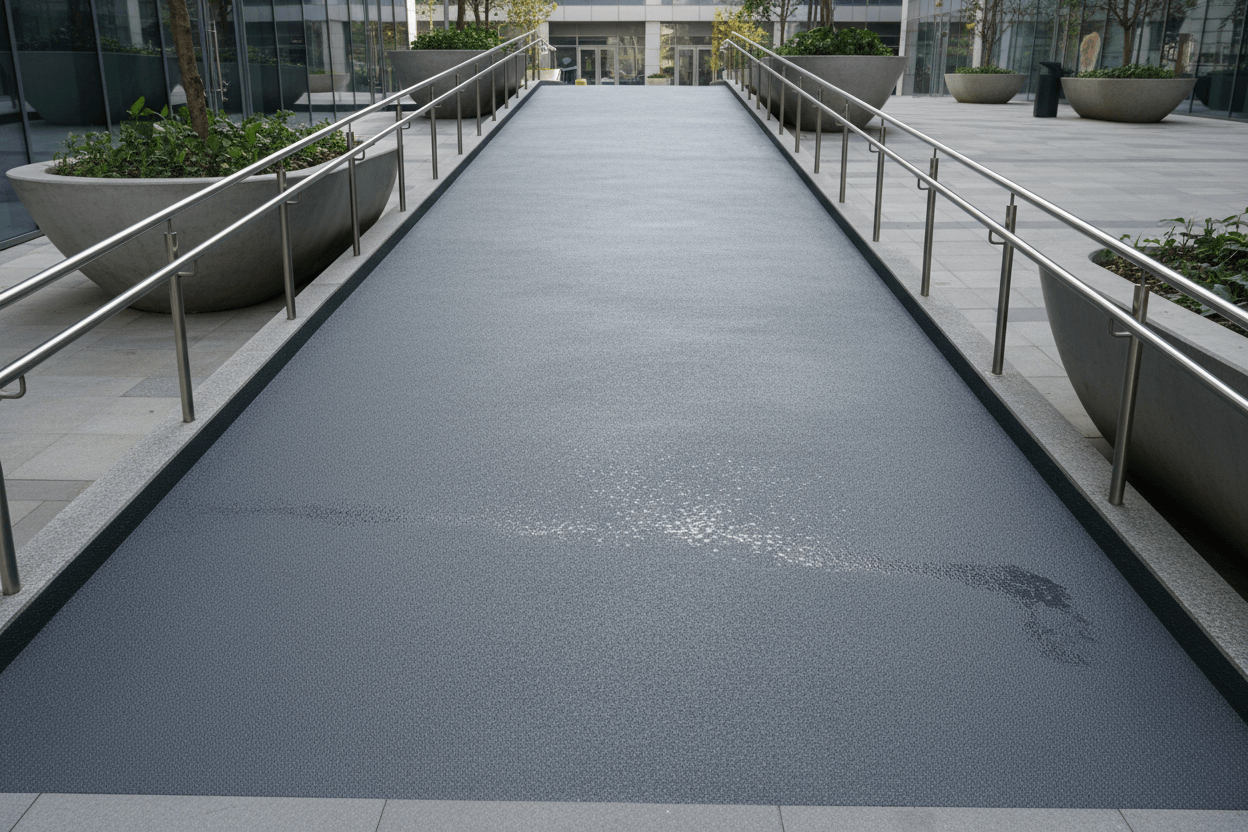 non-slip floor coating surface ensuring safety on commercial walkway