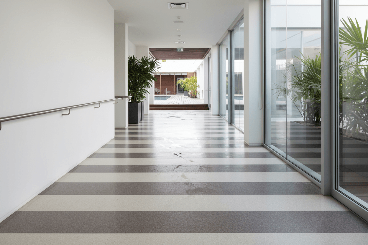 non-slip floor coating hallway enhancing safety and slip resistance in commercial spaces